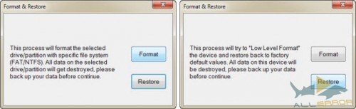 Функция восстановления осуществляет низкоуровневое форматирование